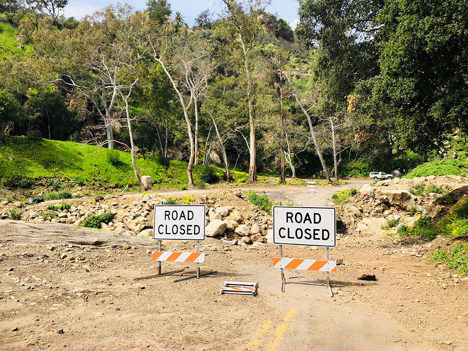Road closed at Cold Spring Trailhead